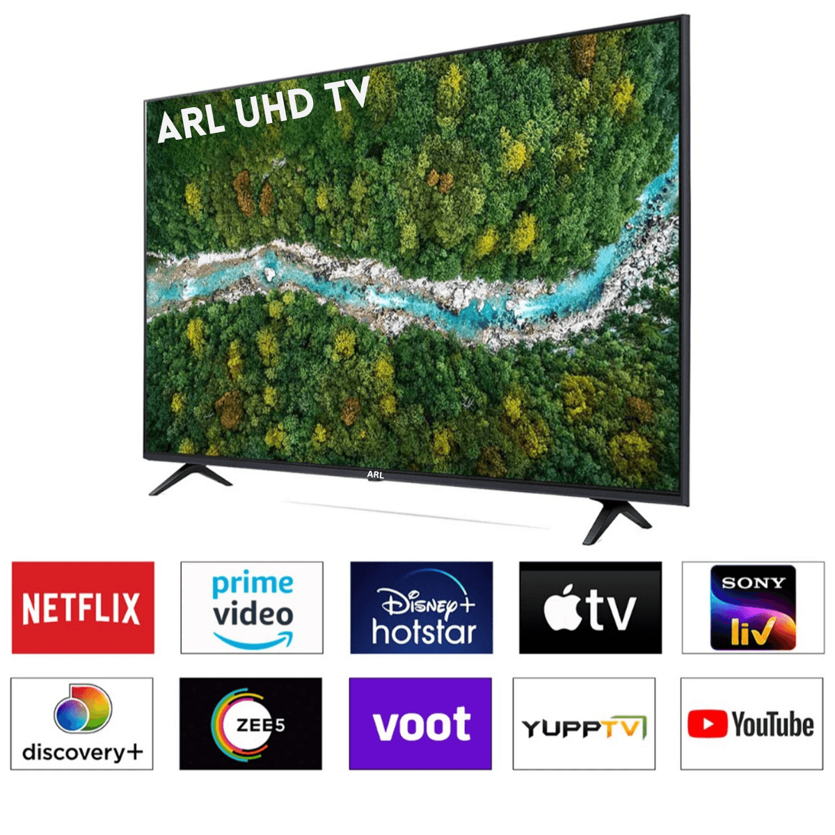 ARL 55-Inch UHD AI 4K webOS TV angled view