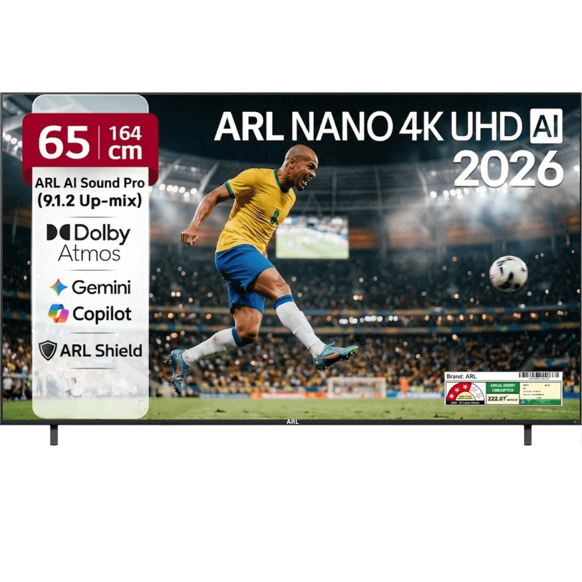 ARL 65-Inch UHD AI 4K webOS TV front view